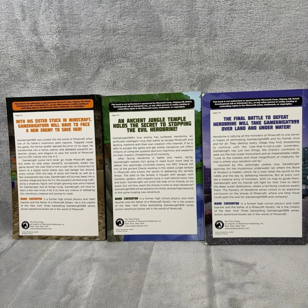 Minecraft Mystery of Herobrine Books‎ 1-3 Lot Mark Cheverton Paperback Set
